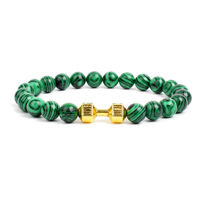 Dumbbells For Men Beads Bracelet Natural Black Volcanic Lava Stone Energy Barbell Fashion Bracelets Bangles Handmade Jewelry