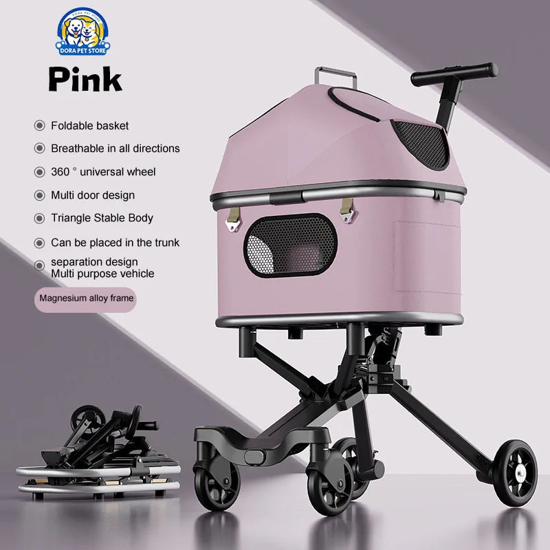 New pet stroller for outdoor use, lightweight and foldable, suitable for medium-sized and small dog and cat households. Outdoor