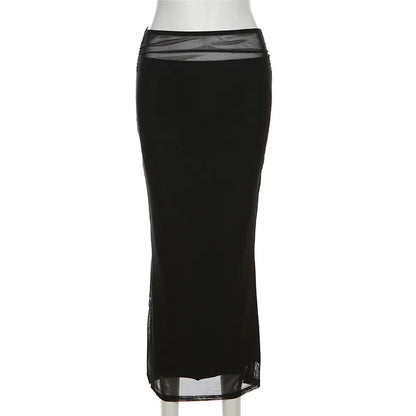 Sylcue Black Simple All-match Casual Commuter Summer Street Travel Cool Youth Vitality Tight Sexy High-elastic Women's Skirt