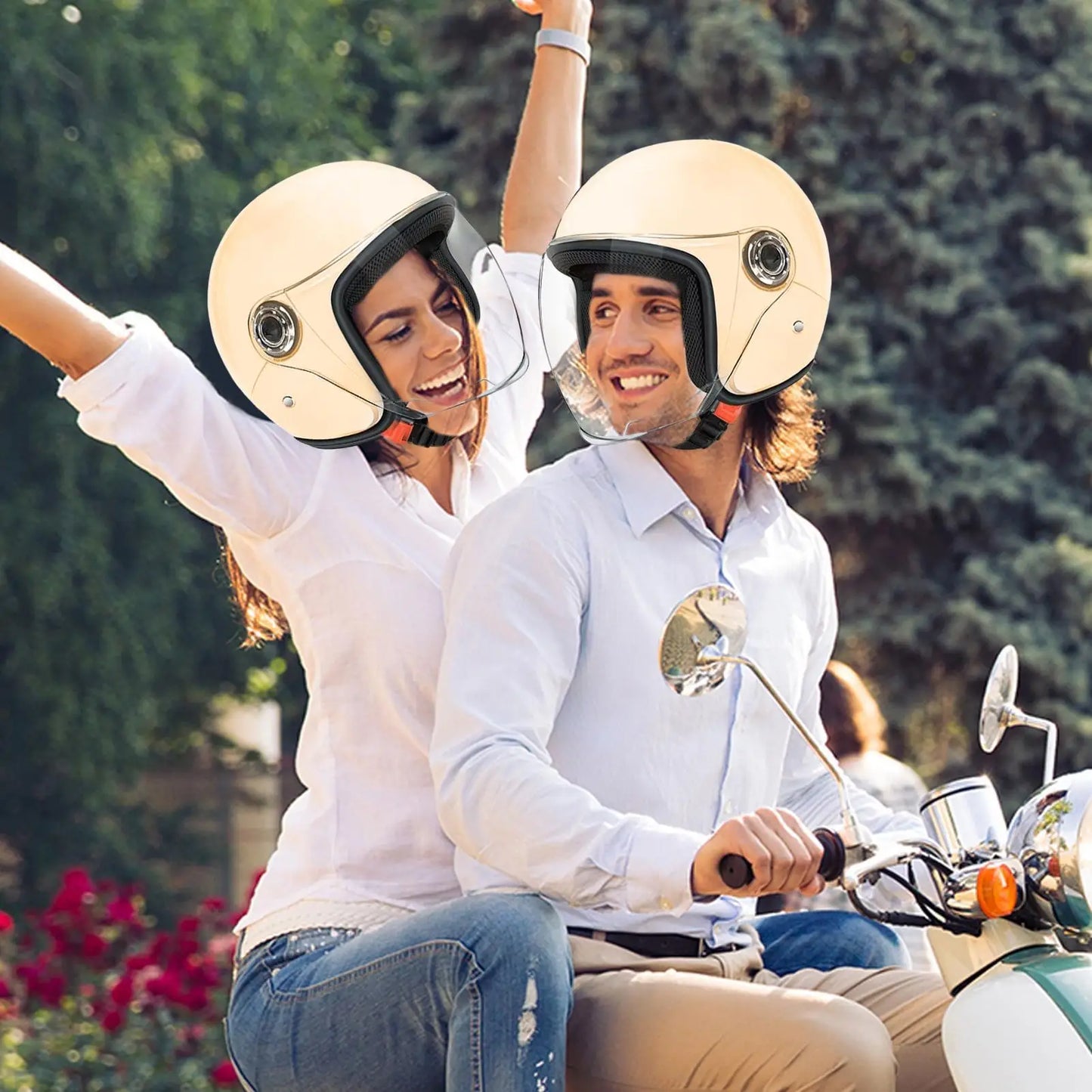 Helmet For Motorcycle Motorcycle Half Face Helmet Protective Gear With Visor For Women Men Adventure Outdoor Riding Scooter