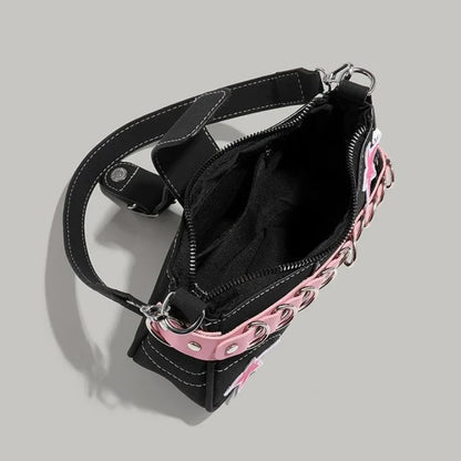 Y2k Fashion Women's Handbags Stars Pattern Cool Girls Underarm Bag Fashion Canvas Female Small Shoulder Bags Chain Tote Purses