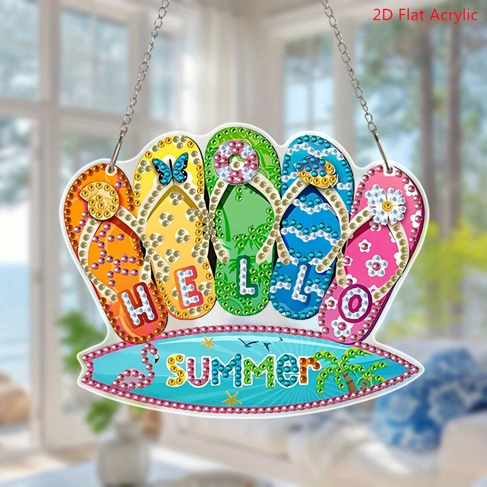 2D Diamond Painting Kit, Colorful Summer Atmosphere Hanging Decor