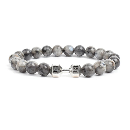 Dumbbells For Men Beads Bracelet Natural Black Volcanic Lava Stone Energy Barbell Fashion Bracelets Bangles Handmade Jewelry