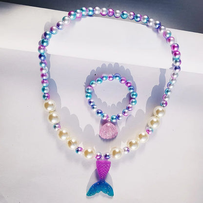 children's necklace three-piece set unicorn necklace rainbow necklace mermaid necklace