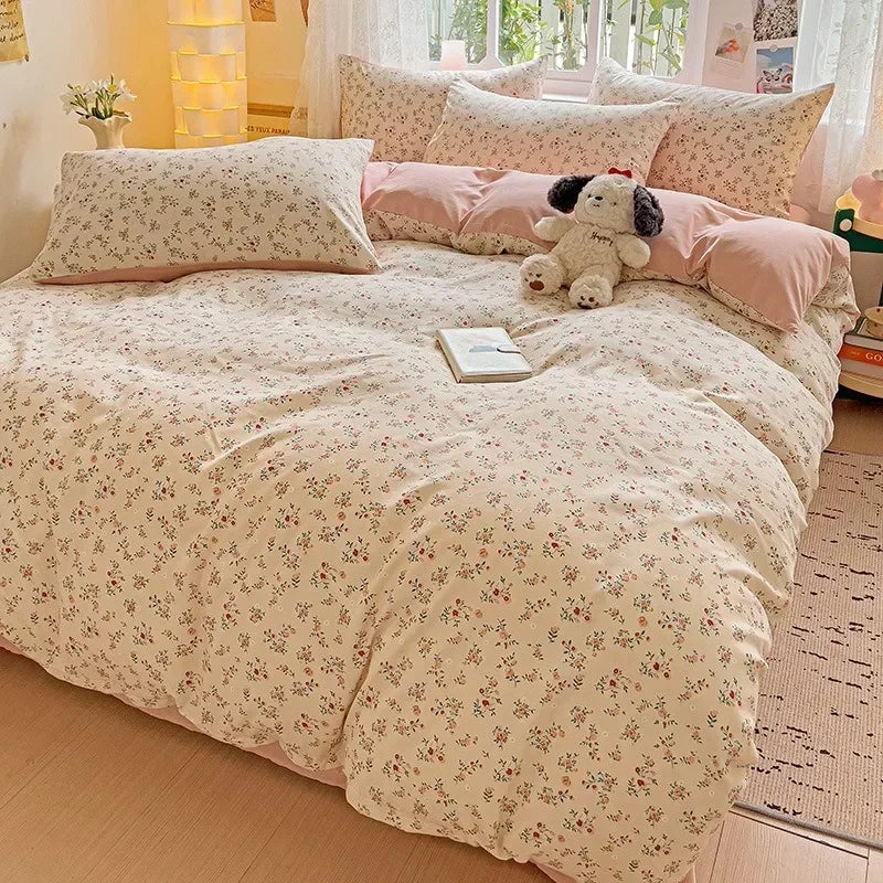 4pcs/set Bedding Set Simplicity Style Twin Queen Size Duvet Cover Flat Sheet Pillowcase Kids Adult Comforter Sets Home Textile
