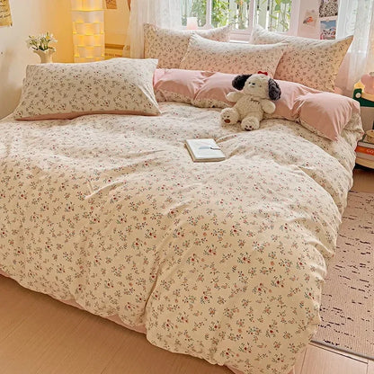 4pcs/set Bedding Set Simplicity Style Twin Queen Size Duvet Cover Flat Sheet Pillowcase Kids Adult Comforter Sets Home Textile