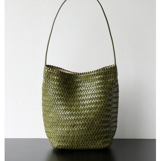 Luxury Woman Handbag New High End Hand-Woven Genuine Leather Women's Bag Large Capacity Shoulder Tote Bag Underarm Bag Bucket Ba
