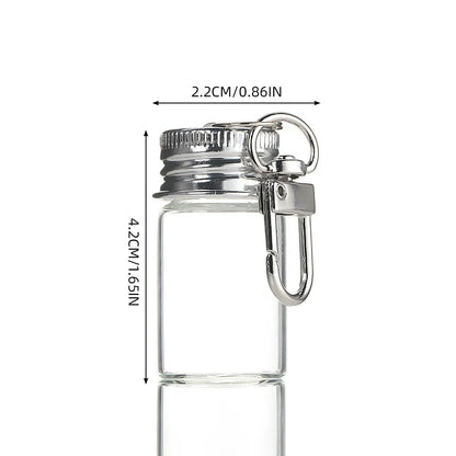 10ml Storage Bottle with Love Keychain Mini Transparent Glass Bottles Aluminium Cap Empty Sample Jars Liquid Containers