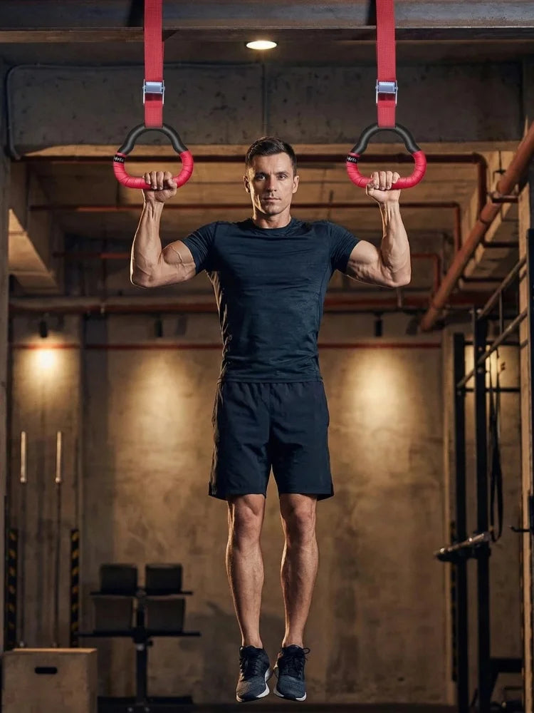 Multi-Function Wall Mounted  Adjustable Fitness Rings Indoor Home Gym Equipment for Pull Ups Dips Stretching & Body Strength
