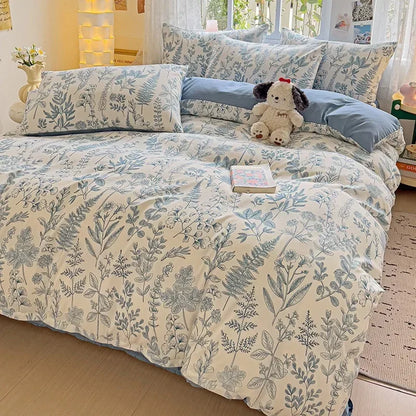 4pcs/set Bedding Set Simplicity Style Twin Queen Size Duvet Cover Flat Sheet Pillowcase Kids Adult Comforter Sets Home Textile