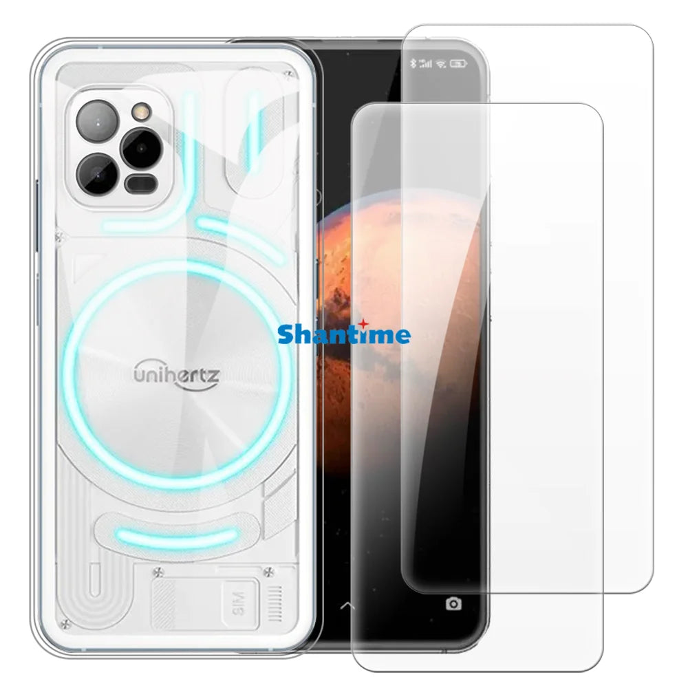 Soft Case + 2 Pack Tempered Glass Screen Protectors for Unihertz Luna Full-Body Protection