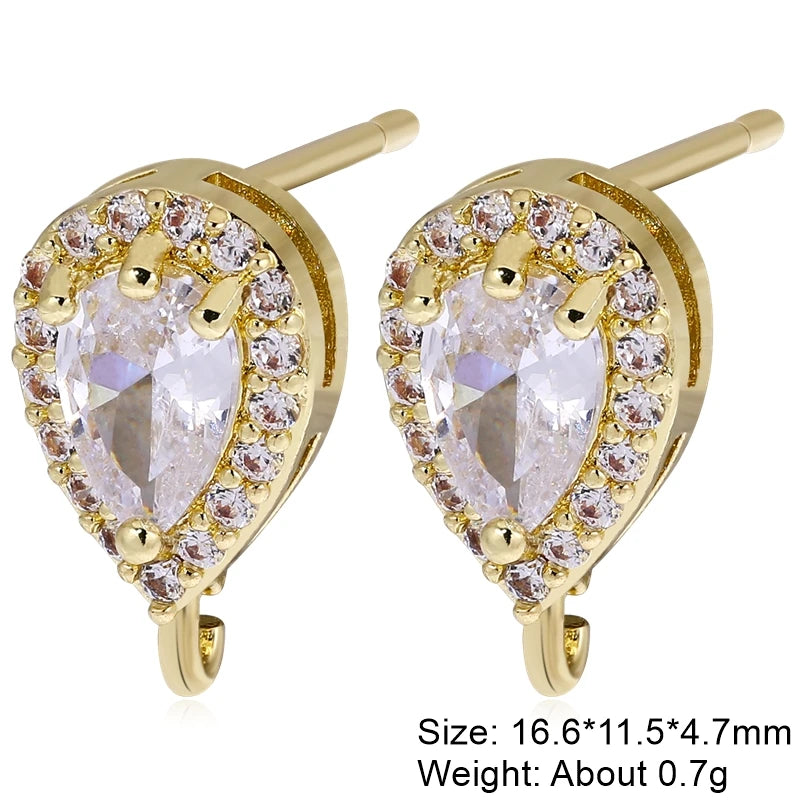 Juya 18K Gold Silver Plated Fastener Bales Fixture Earring Hook Locks For DIY Women Fashion Crystal Agate Charms Earrings Making