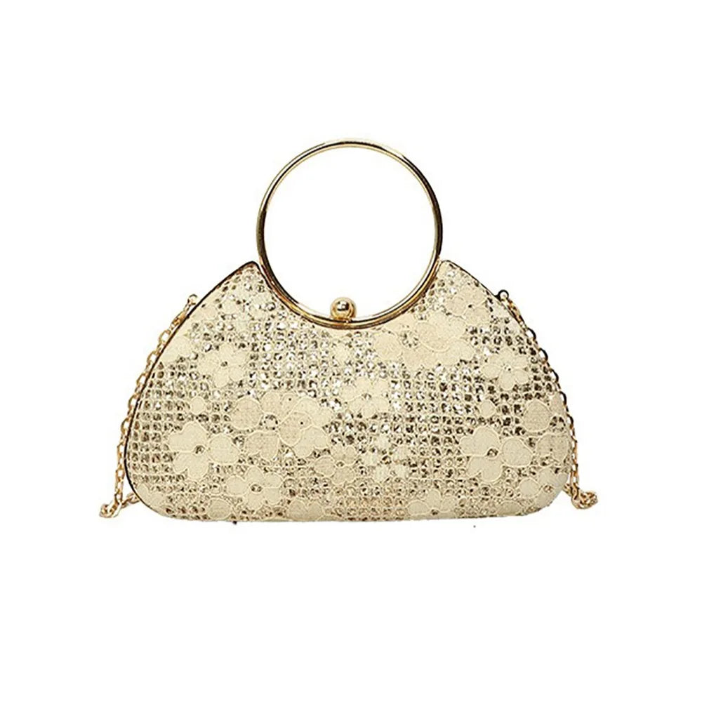 Fashion Polyester Fiber Evening Bags Elegant Chain Shoulder Bag Clutch Handbag Women