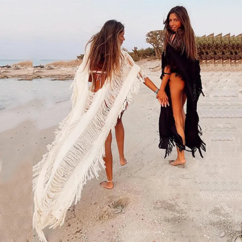 2023 New Classics Print Kaftan Retro V-neck Long Sleeve Dress Large Size Women Clothes Summer Beach Wear Swim Suit Cover Up
