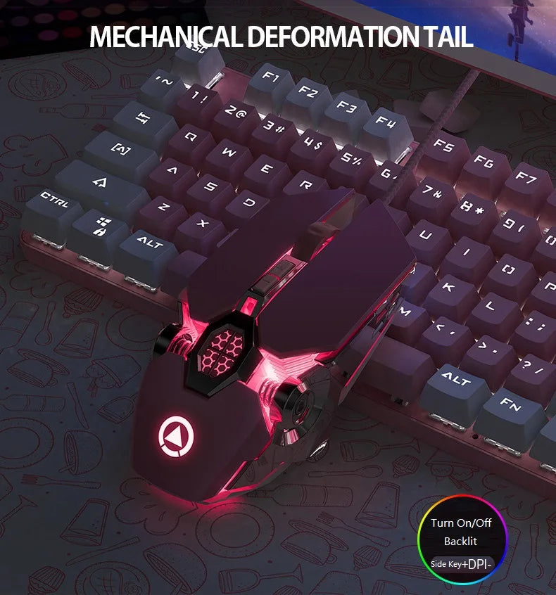 G30s Pink Mouse with RGB Backlit Light  Silence Click Wired Mice for PC