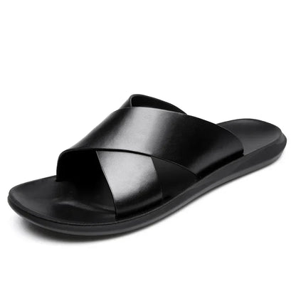 Sandals for Men Slippers Genuine Leather Luxury Brand Fashion  Men Flats Casual Non-slip Beach Sandalia Zapatos Hombre 2024
