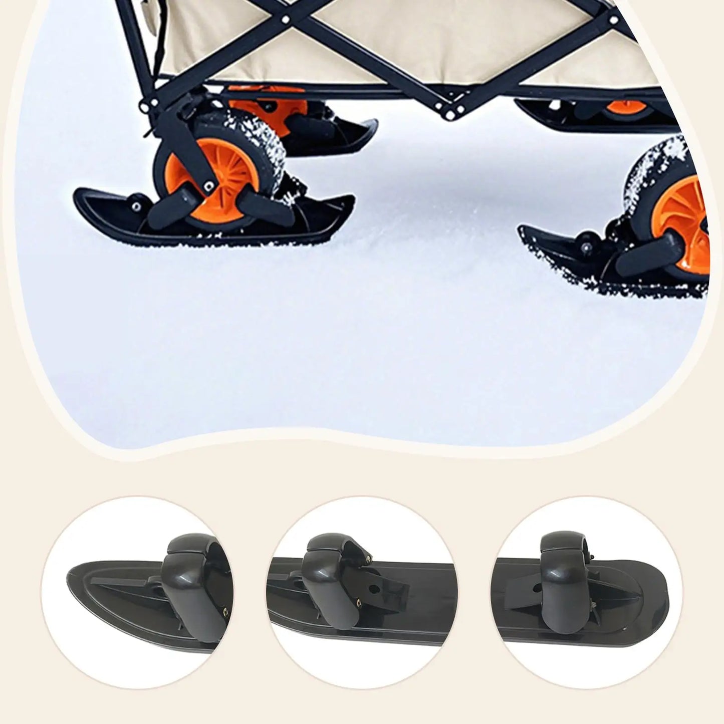2 in 1 Snow Scooter Strollers Wheel Ski Sled Kids Snow Conversion Ski Scooter Sled Board for Backyard Jogging Sidewalks
