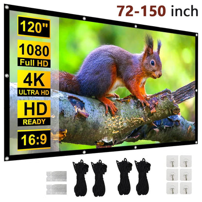 Portable Projector Screen 4K 72-150Inch Projectors Screen For Mobile Phone Outdoor Indoor Movies Screens