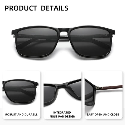 Classic Rectangle Sunglasses For Men Women Driving Fishing UV400 Protection Eyewear Polarized Fashion Glasses