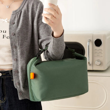 Portable Lunch Box Bags Solid-Color Foldable Insulated Storage Bag Thickened Aluminum Foil Oxford Cloth Large Capacity Tote Bag
