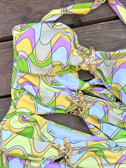 Sexy Starfish Bikini Set With Skirt Women Two-Pieces Swimsuit 2025 New High Fork Skirt Set Biquini Swimwear For Girl Clothing