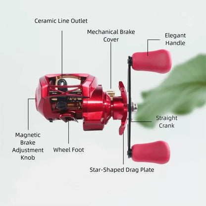 Metal Casting Baitcasting Reel 7.2:1 Gear Ratio 10Kg Max Drag Fishing Reel 10 Gear Magnetirc Brake Quick Reaction Operation