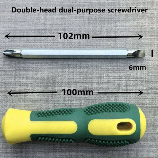 This dual-head screwdriver, with a cross and a straight head in one, is hard, durable and not prone to wear
