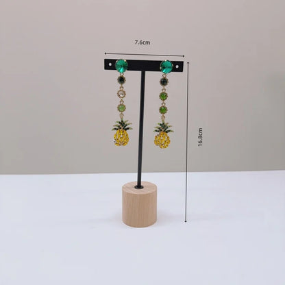 Metal T Bar Earring Display Stand Jewelry Stand with Wooden Round Base Earring Hanging Holders Jewelry Organizer