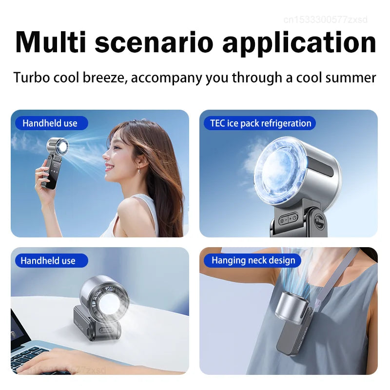 Foldable TEC Superconducting Cooling Fan Portable 29,000 RPM USB Rechargeable Mini Air Cooler for Travel Camping Outdoor