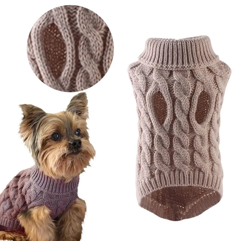 New Pet Small Pet Dog Clothes Sweater Fashion Autumn Winter Solid Fried Dough Twists Knitting Warm Comfort Clothing