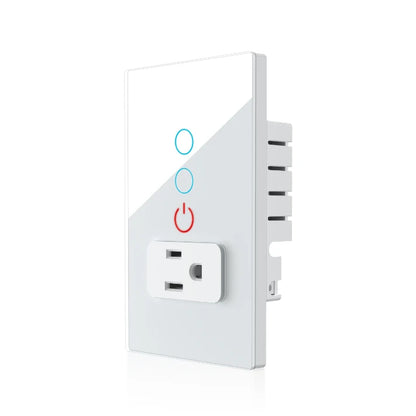 Melery Wifi Smart Tuya Light Switch Stairs Mexico US Wall Socket Plug Outlet Intelligent Glass Panel Remote Alexa Google Home