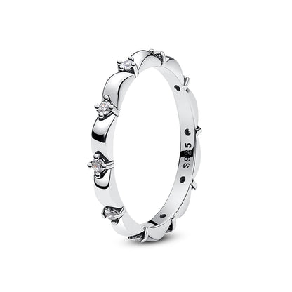 925 Sterling Silver Rings For Women Original Crown Love Heart Wishbone Engagement Wedding Rose Gold Crystal Ring Luxury Jewelry