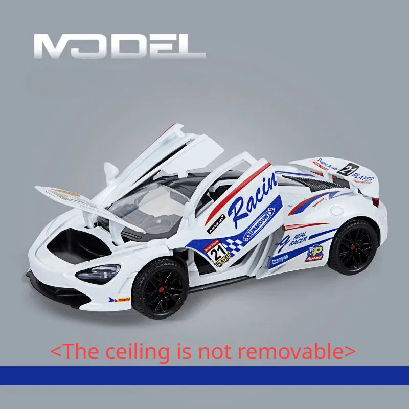 1:24 720S Alloy Racing Car Model Diecast Metal Sports Car Model Simulation Sound and Light Collection Childrens Toy Gift