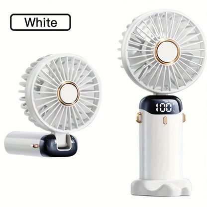 Portable Mini Fan With 5 Speeds LED USB Rechargeable Charging Small Foldable Battery Fans Handheld Desk Bedroom Indoor Outdoor