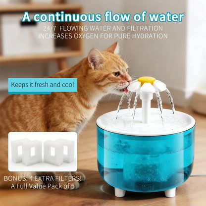 Pet Water Fountain with 4 Filters Auto Filter USB Electric Cat Drinker Bowl 1200mL Recirculate Filtring Cat Water Dispenser