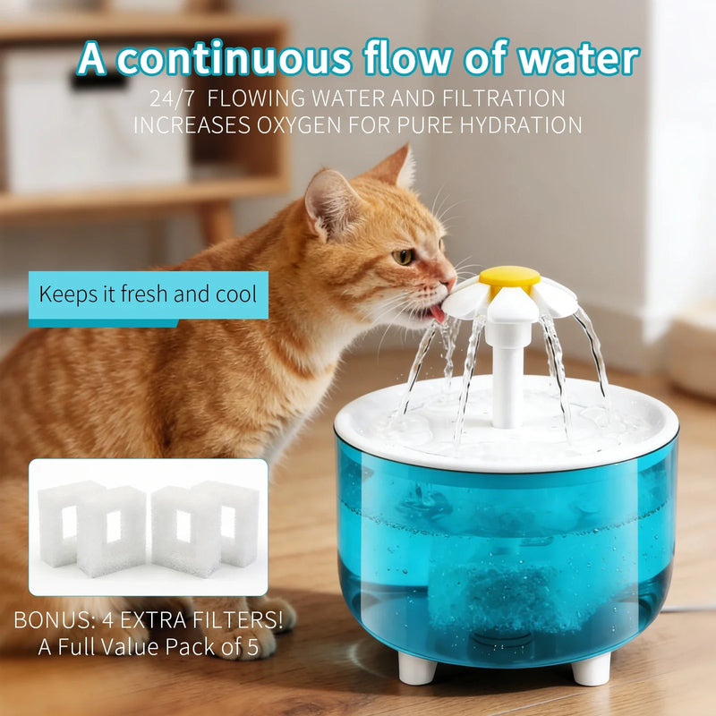 Pet Water Fountain with 4 Filters Auto Filter USB Electric Cat Drinker Bowl 1200mL Recirculate Filtring Cat Water Dispenser