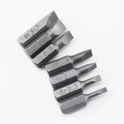 10Pcs 1/4" 25mm Slotted SL2.5-SL7 Screwdriver Bit Set Repair Tools Screwdrivers Kit Hex Shank Drill Bit For Power Household Tool