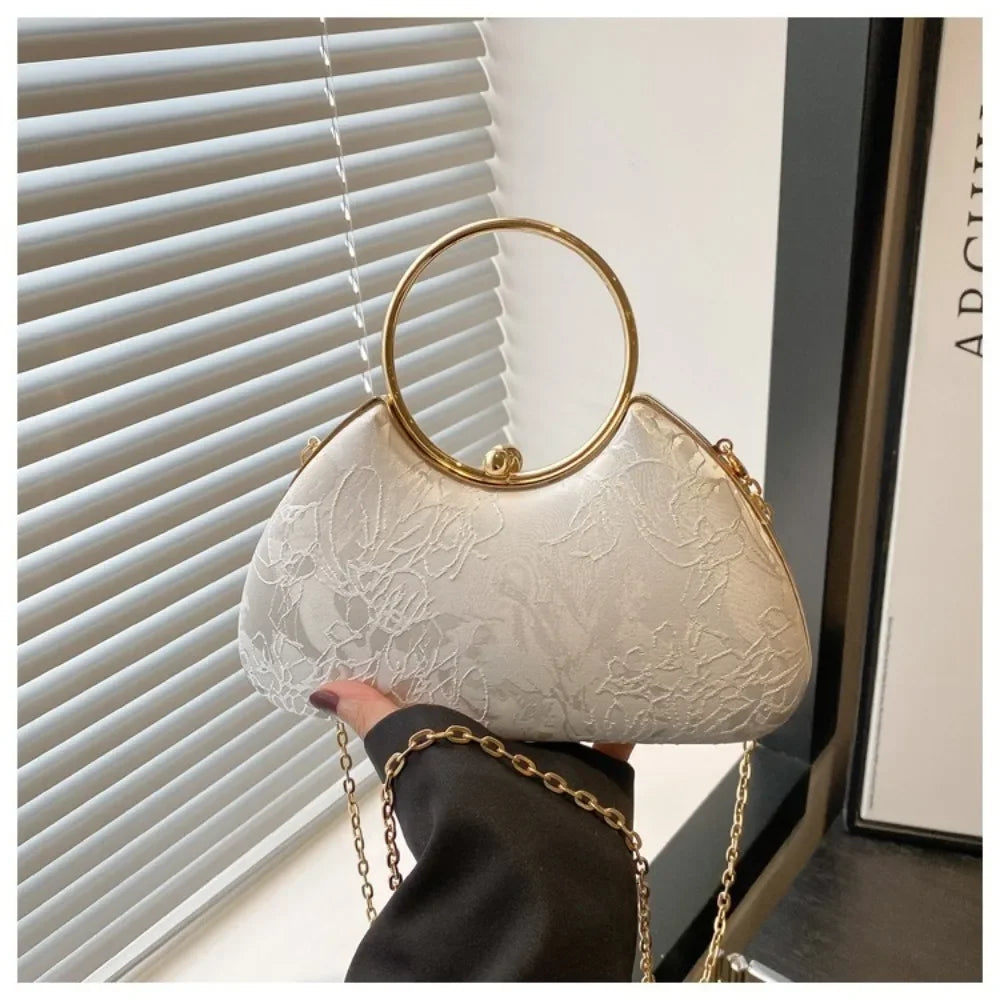 Fashion Polyester Fiber Evening Bags Elegant Chain Shoulder Bag Clutch Handbag Women