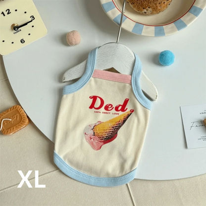 Cartoon Print Pet Ice Cream Camisole Vest Thin Breathable Comfortable Clothing Small Dog Dress Pet Tank Top Puppy Teddy