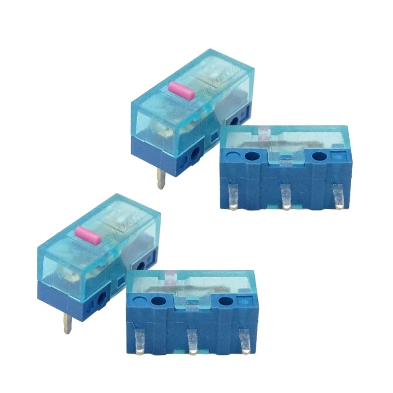 4Pcs New HUANO Blue Transparent Shell Mouse Micro Switch Button Pink Red Yellow Blue Green Dot Button Switch 3Pin 0.74N