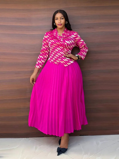 New Miyake Pleated Women's Dresses Ironed Printed Long Elegant Geometric Folded Clothing No Ironing Required Lightweight Fabric