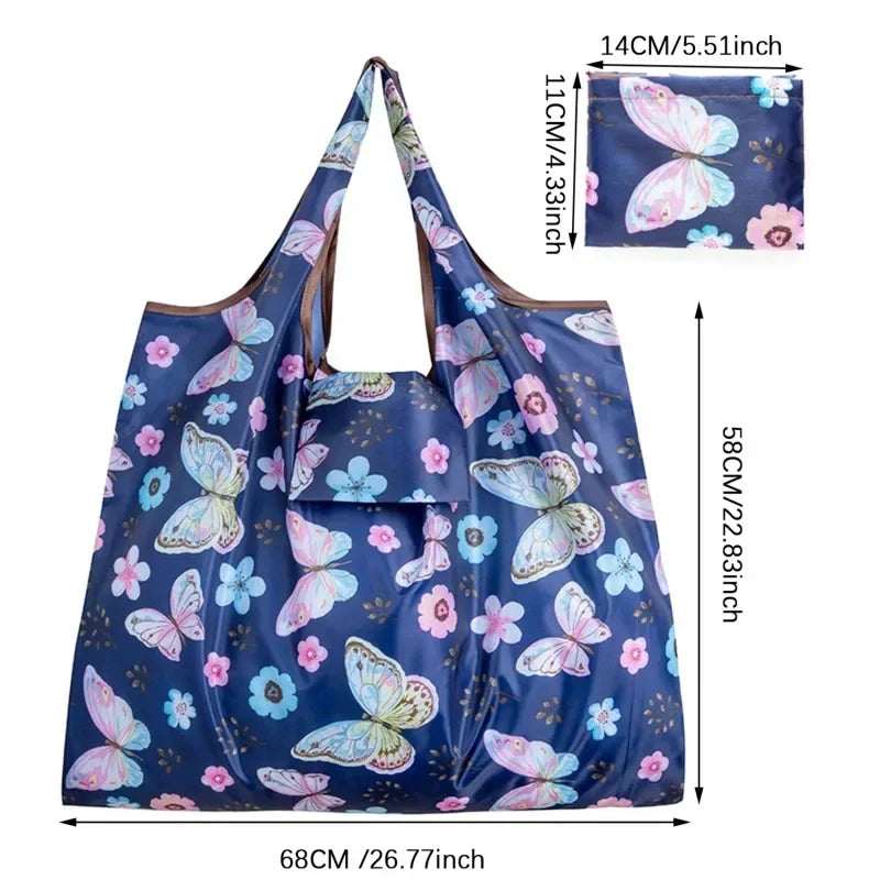 Shopping Bags Fashion Portable Various Prints and Large Capacity Convenient Nylon Easy to Fold Package Travel Essential