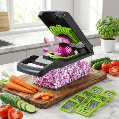 Mandoline Slicer Vegetable Chopper, Adjustable Food Cutter for Potato Fries & Veggies – Detachable Blade Onion Slicer, Kitchen