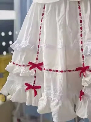 Harajuku Sweet Soft Girls Bow Lolita SK Skirt Female Women Ball Gown Cake Skirts AFC1910