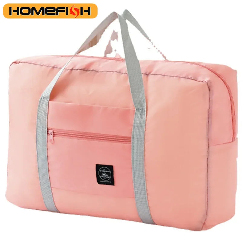 HOMEFISH Foldable Travel Tote Bag for Women, Lightweight Carry-on Luggage Bag Large Capacity Casual Sports Bag, Ideal for Short