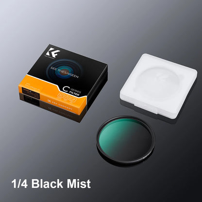 K&F Concept 1/2 1/4 1/8 Black Mist Diffusion Camera Lens Filter 49mm 52mm 58mm 62mm 67mm 72mm 77mm 82mm With Cleaning Cloth