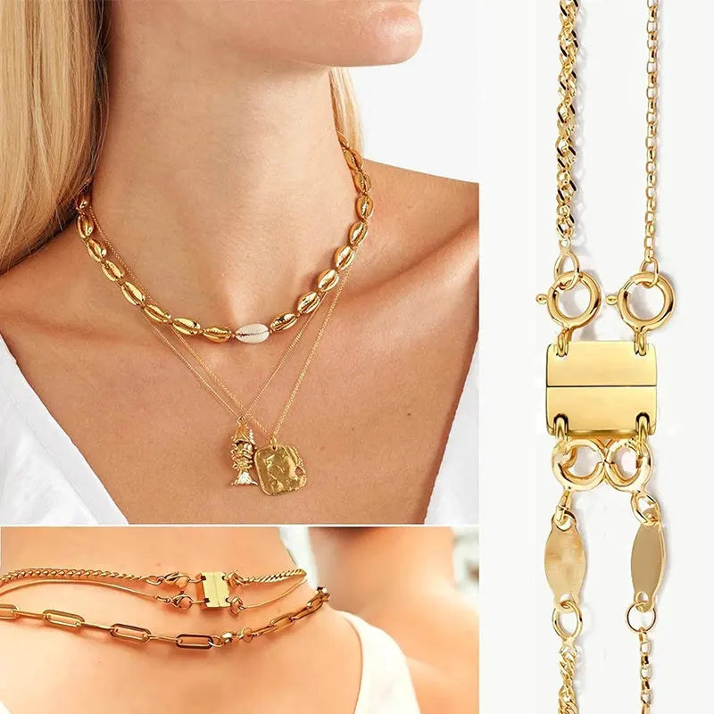Multi Necklace Layering Clasps Magnetic Necklace Clasp Gold Silver Color Necklace Separator for Layering Necklace Making DIY