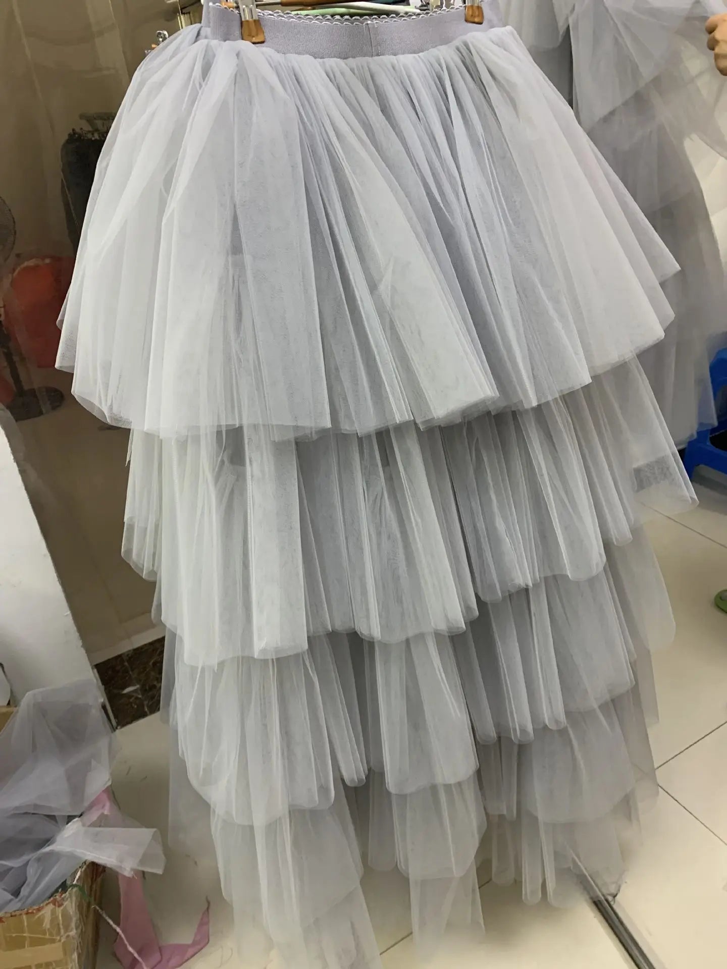 Women's High Low Tulle Multi-Skirt Iered Ruffles Asymmetrical Prom Party Skirts Punk Tulle Gown Under Petticoat