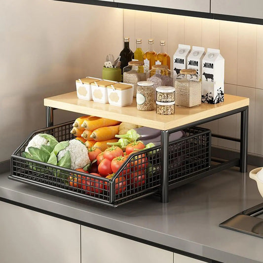 Pantry Shelves 2-Tier Vertical Holder Organizer Double-Layer Storage Shelves for Pantry Kitchen Bathroom Garage Shower Bar