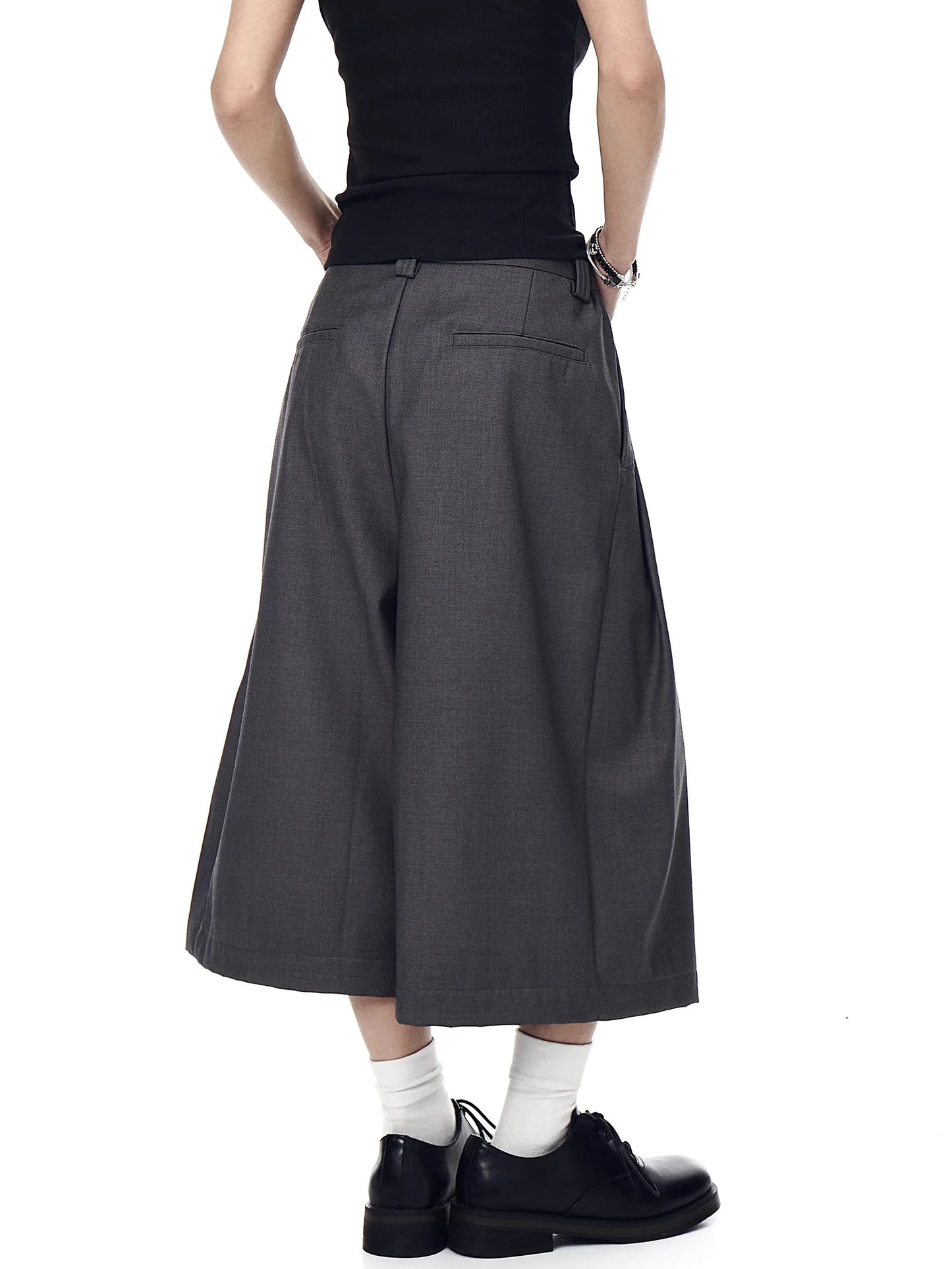Mauroicardi Spring Summer Baggy Casual Black Grey Wide Leg Shorts for Men Elastic Waist Loose Calf-Length Pants Clothes 2025